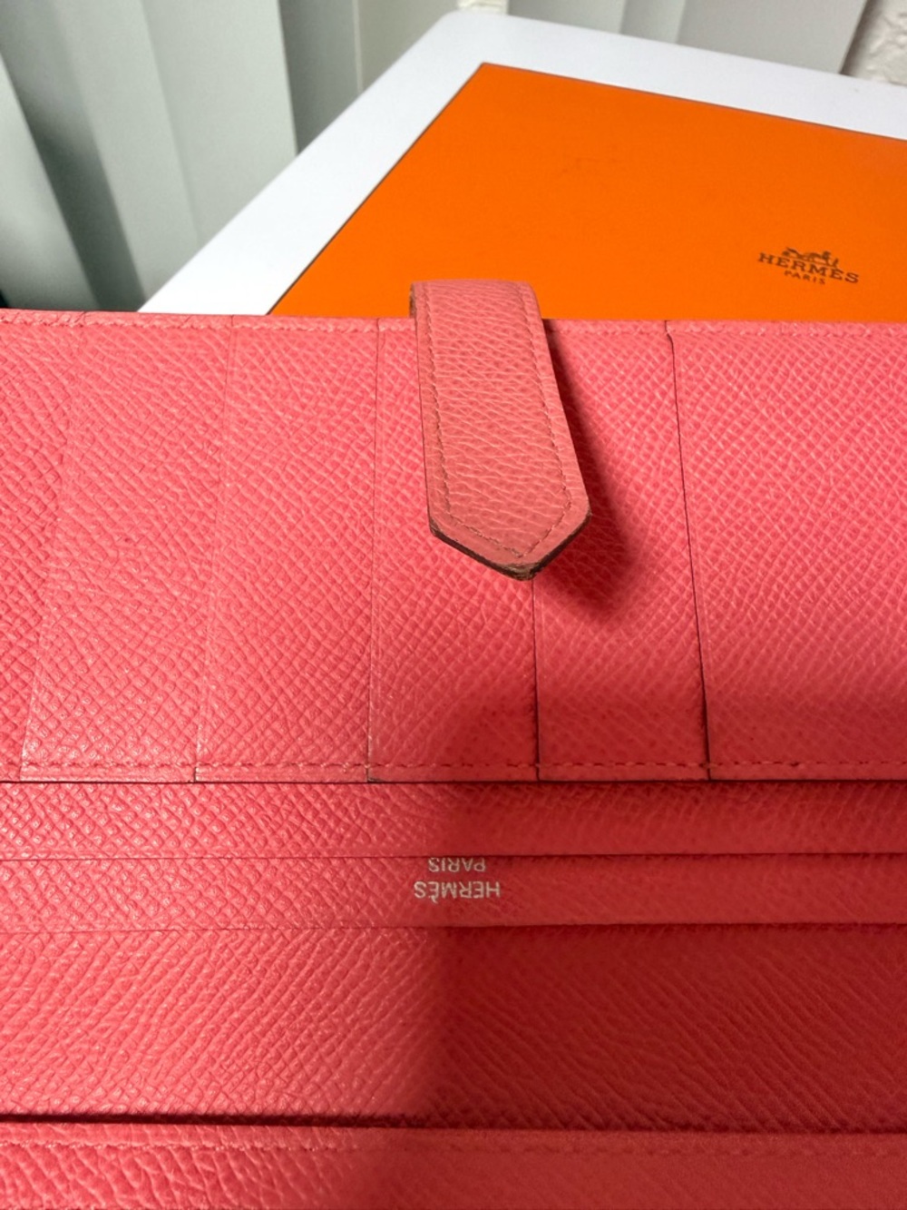 Hermes Pink Epsom Leather Bearn Long Wallet - Picture 7 of 10
